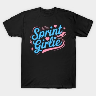 Sprint Girlie! Pink And Blue Sprinting Girl T-Shirt